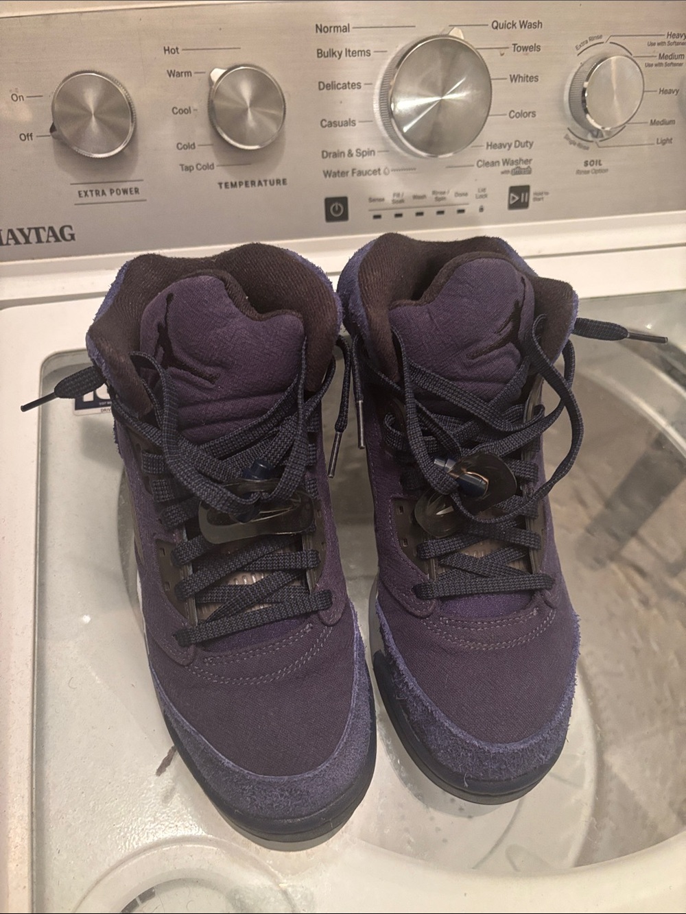 Jordan Kids Navy Purple High-Top Sneakers